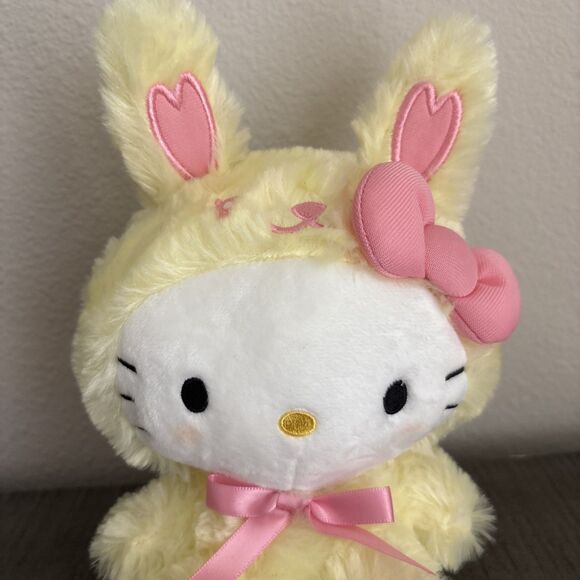 Sanrio Hello Kitty Yellow Bunny Plush Pink Easter Hearts Stuffed Animal
